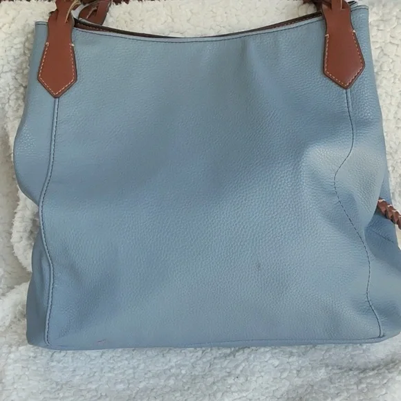 St. John's Bay Blue and Brown Leather Tote - Picture 4 of 9